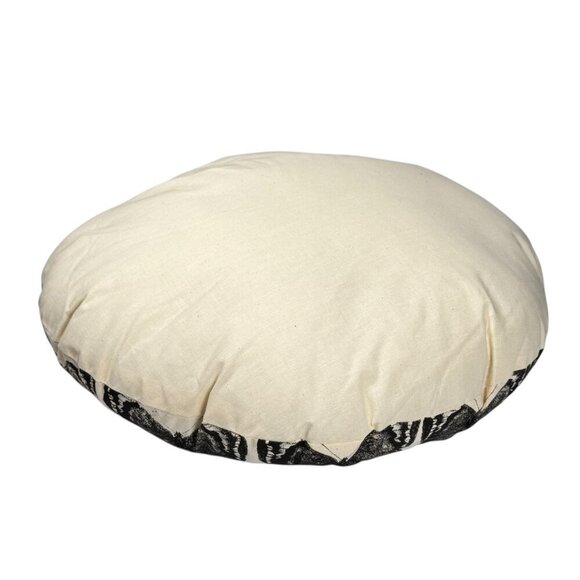 New Boho Decorative Round Throw Pillow Off-White Black Butterfly Print 15”D - Picture 6 of 7